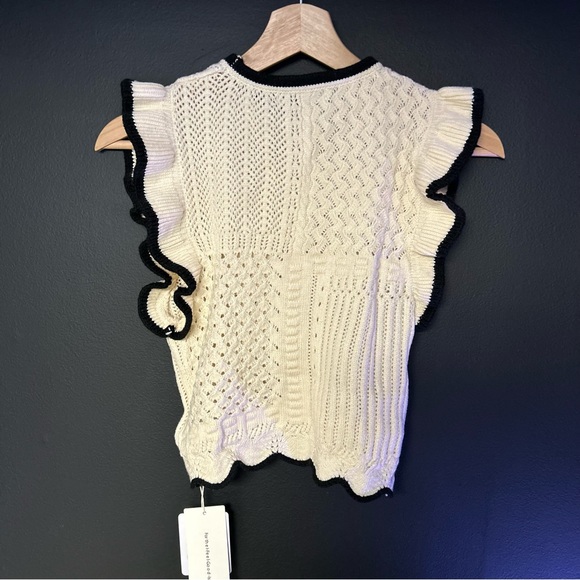 Commense Maze Crochet Eyelet Flounce Knit Sweater Tank Top S NWT - Picture 6 of 9